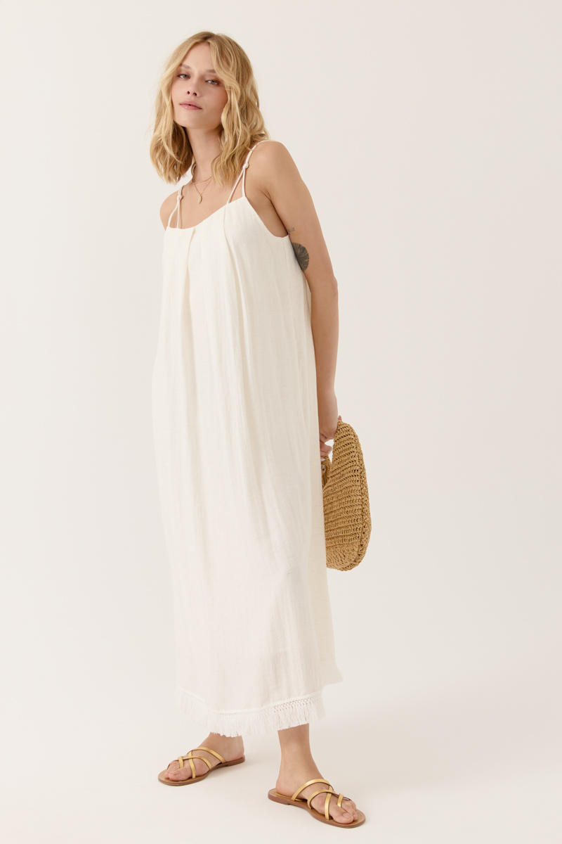 VESTIDO LARGO CLEANTA COLOR CRUDO 1